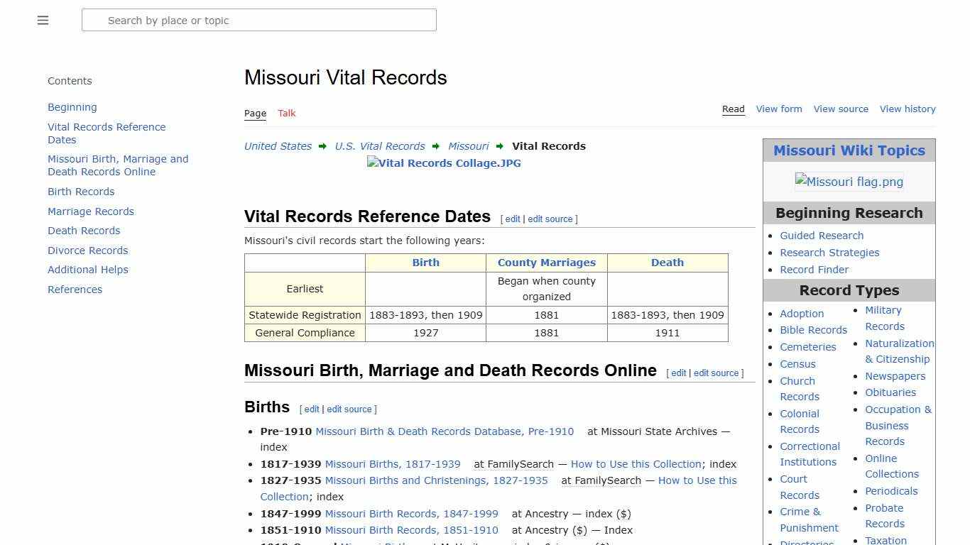 Missouri Vital Records • FamilySearch